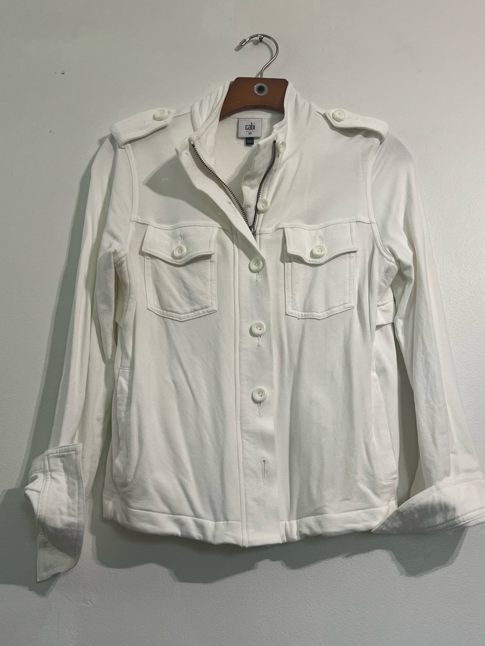CAbi White Utility Military-Inspired Jacket